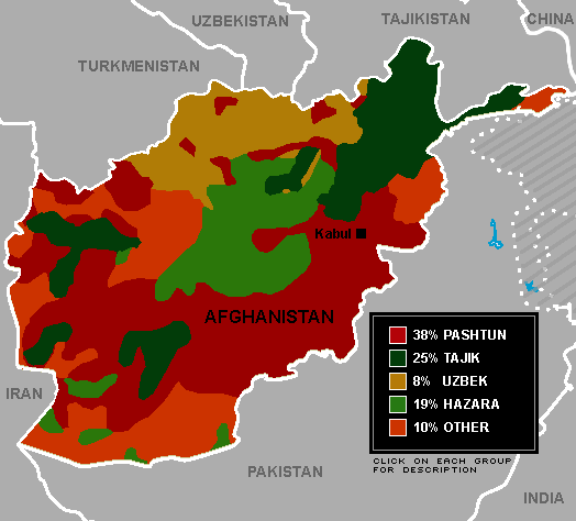 Map of Ethnicities Afghanistan