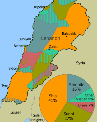 Map of Lebanon by Religious Sect