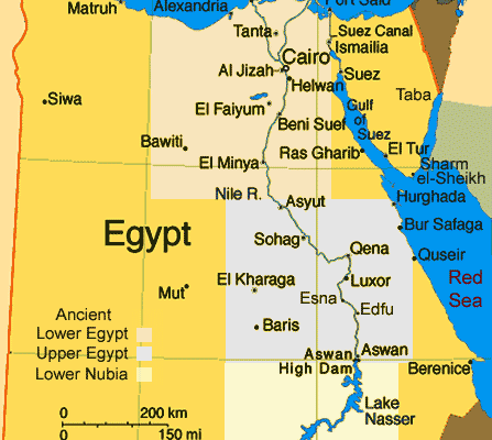 Map of Egypt: Regions
