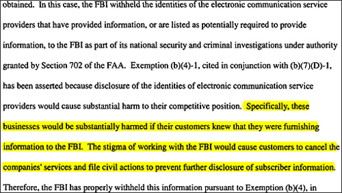 FBI admits to Protecting spying Telecoms from Lawsuits