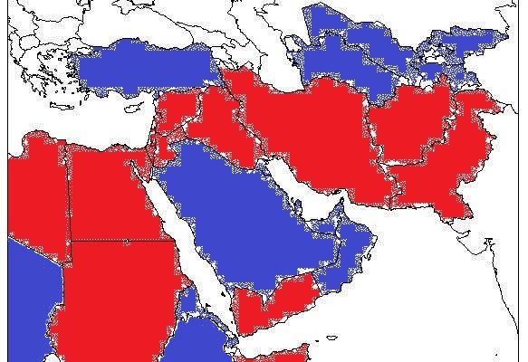 Map of countries US/Israel have bombed or in which US has bases
