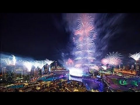 2015 New Year Fireworks: Burj Khalifa, Dubai