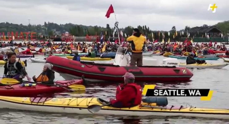 Seattle Activists, Native Americans Kayak to Protest Shell Arctic Drilling
