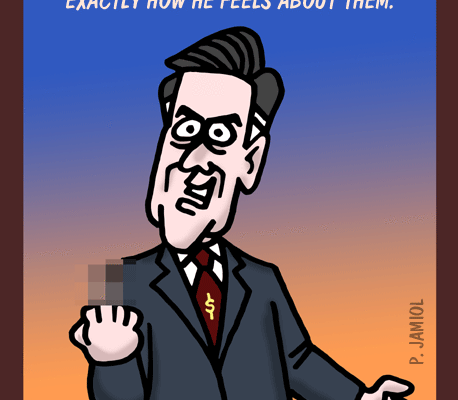 Romney lets the 47% Know Exactly how he feels about Them (Jamiol Cartoon)