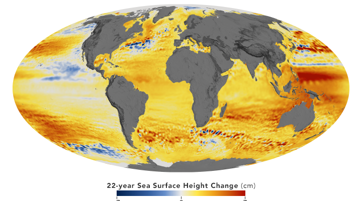 Seas Rising ever Faster as Humans burn more Fossil Fuels (NASA Image)