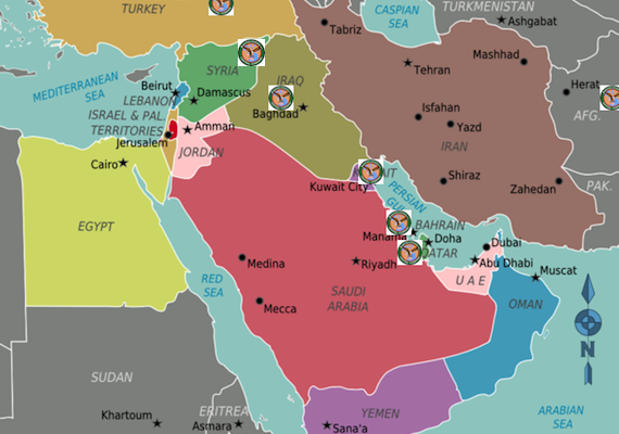 No Fair!  Iran Puts their Country Right next to US Military Bases in Gulf