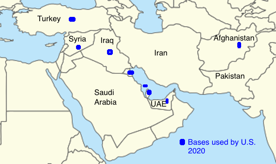 No Fair!  Iran put its Country Right next to Bases used by US Military in Middle East