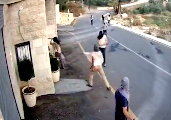 Israeli Squatters attacking Palestinian town Burqa for Second Time caught on CCTV Cameras