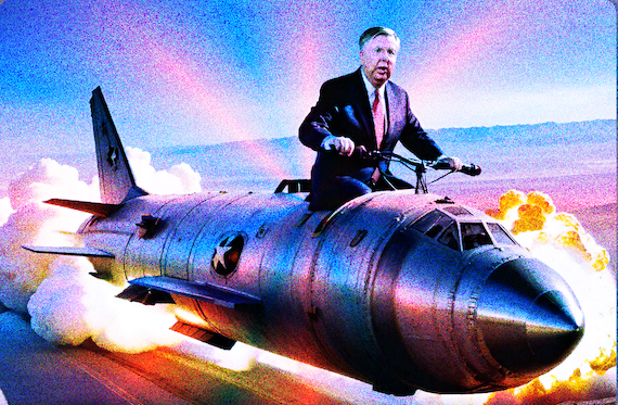 Lindsey “Dr. Strangelove” Graham, Critic of Putin’s Atrocities, Urges Nuking of Gaza’s Civilians